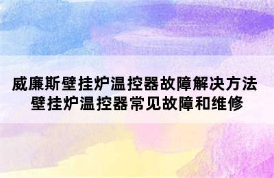 威廉斯壁挂炉温控器故障解决方法 壁挂炉温控器常见故障和维修